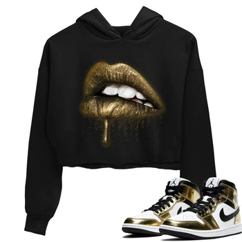 Jordan 1 Metallic Gold Sneaker Match Tees Dripping Lips Sneaker Tees Jordan 1 Metallic Gold Sneaker Release Tees Women's Shirts