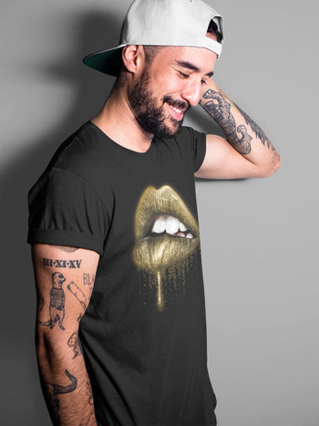 Jordan 1 Metallic Gold Sneaker Match Tees Dripping Lips Sneaker Tees Jordan 1 Metallic Gold Sneaker Release Tees Unisex Shirts