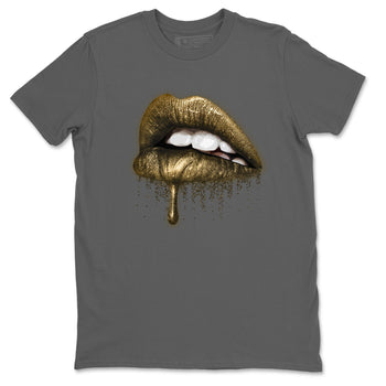 Jordan 1 Metallic Gold Sneaker Match Tees Dripping Lips Sneaker Tees Jordan 1 Metallic Gold Sneaker Release Tees Unisex Shirts