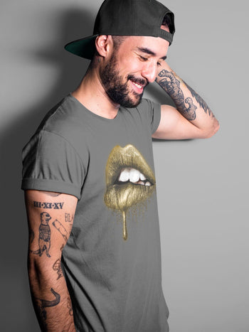 Jordan 1 Metallic Gold Sneaker Match Tees Dripping Lips Sneaker Tees Jordan 1 Metallic Gold Sneaker Release Tees Unisex Shirts