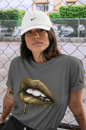 Jordan 1 Metallic Gold Sneaker Match Tees Dripping Lips Sneaker Tees Jordan 1 Metallic Gold Sneaker Release Tees Unisex Shirts
