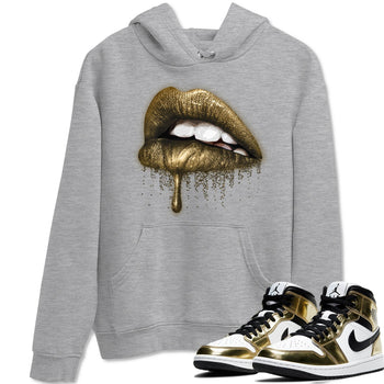 Jordan 1 Metallic Gold Sneaker Match Tees Dripping Lips Sneaker Tees Jordan 1 Metallic Gold Sneaker Release Tees Unisex Shirts