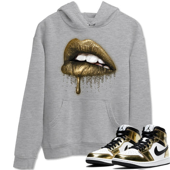 Jordan 1 Metallic Gold Sneaker Match Tees Dripping Lips Sneaker Tees Jordan 1 Metallic Gold Sneaker Release Tees Unisex Shirts
