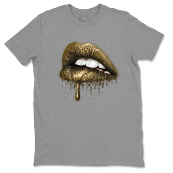 Jordan 1 Metallic Gold Sneaker Match Tees Dripping Lips Sneaker Tees Jordan 1 Metallic Gold Sneaker Release Tees Unisex Shirts