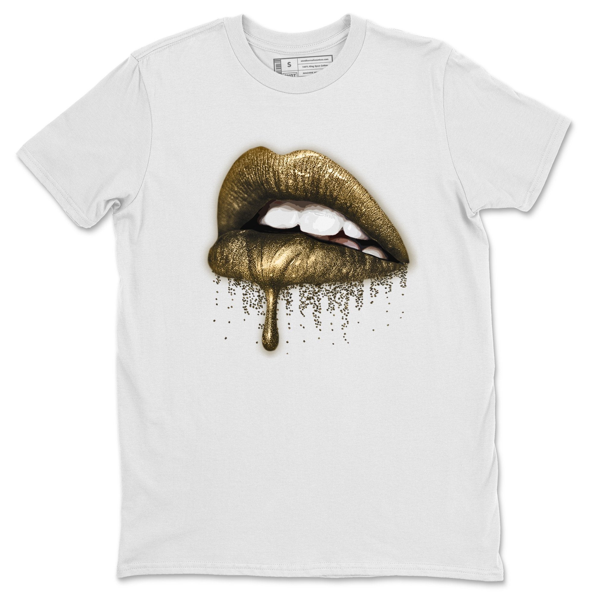 Jordan 1 Metallic Gold Sneaker Match Tees Dripping Lips Sneaker Tees Jordan 1 Metallic Gold Sneaker Release Tees Unisex Shirts