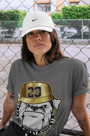 Jordan 1 Metallic Gold Sneaker Match Tees English Bulldog Sneaker Tees Jordan 1 Metallic Gold Sneaker Release Tees Unisex Shirts