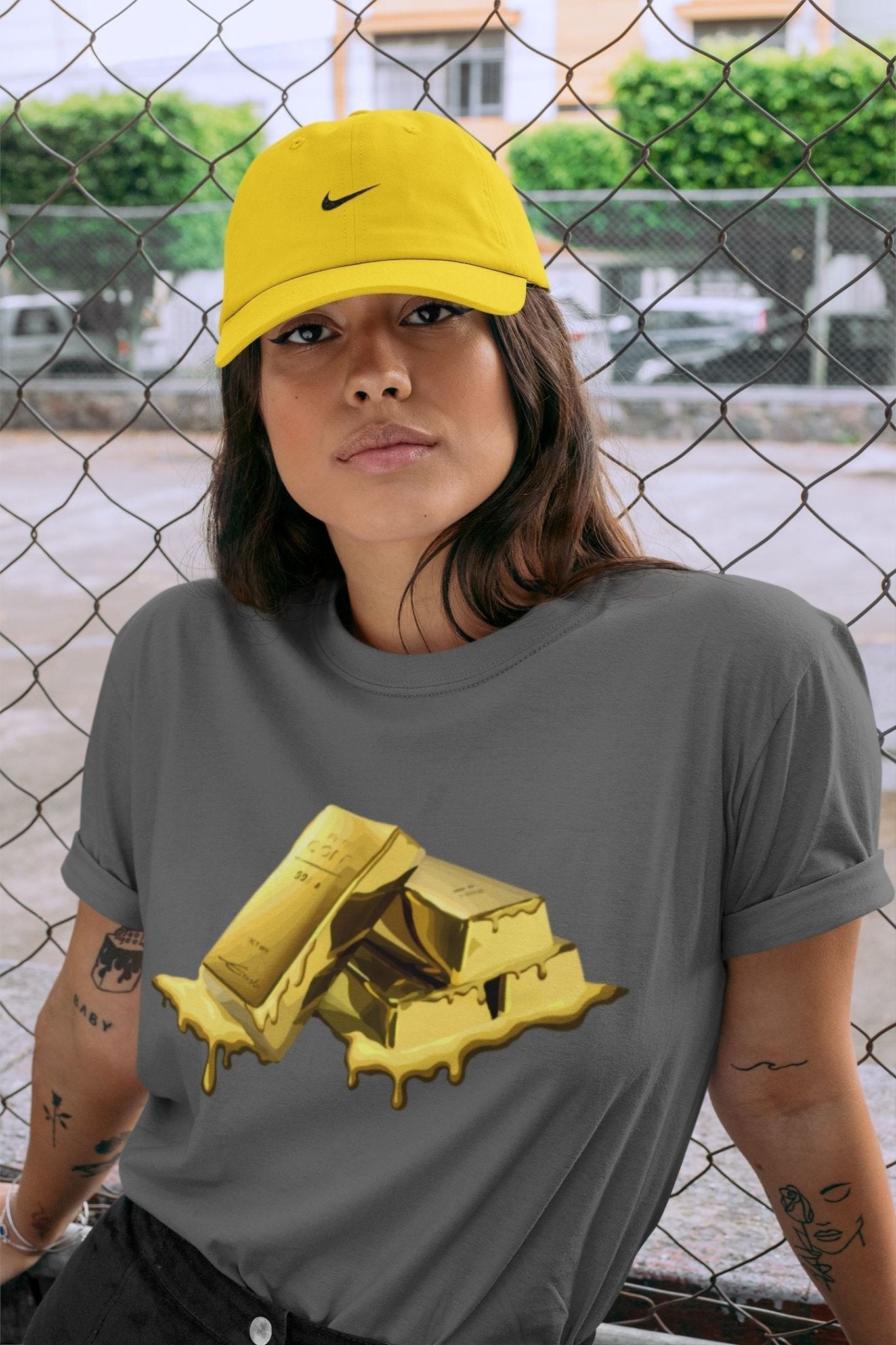 Jordan 1 Metallic Gold Sneaker Match Tees Gold Bar Sneaker Tees Jordan 1 Metallic Gold Sneaker Release Tees Unisex Shirts