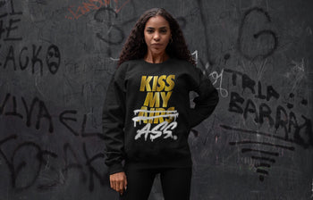 Jordan 1 Metallic Gold Sneaker Match Tees Kiss My Ass Sneaker Tees Jordan 1 Metallic Gold Sneaker Release Tees Unisex Shirts