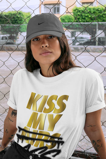 Jordan 1 Metallic Gold Sneaker Match Tees Kiss My Ass Sneaker Tees Jordan 1 Metallic Gold Sneaker Release Tees Unisex Shirts