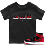 Jordan 1 Bred Patent Sneaker Match Tees Air Jordan 1 Prelude Sneaker Tees Jordan 1 Bred Patent Sneaker Release Tees Kids Shirts