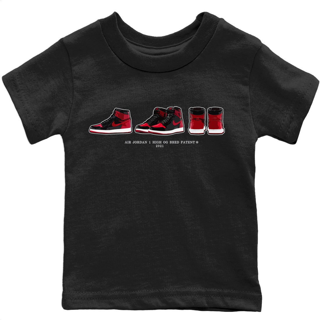 Jordan 1 Bred Patent Sneaker Match Tees Air Jordan 1 Prelude Sneaker Tees Jordan 1 Bred Patent Sneaker Release Tees Kids Shirts