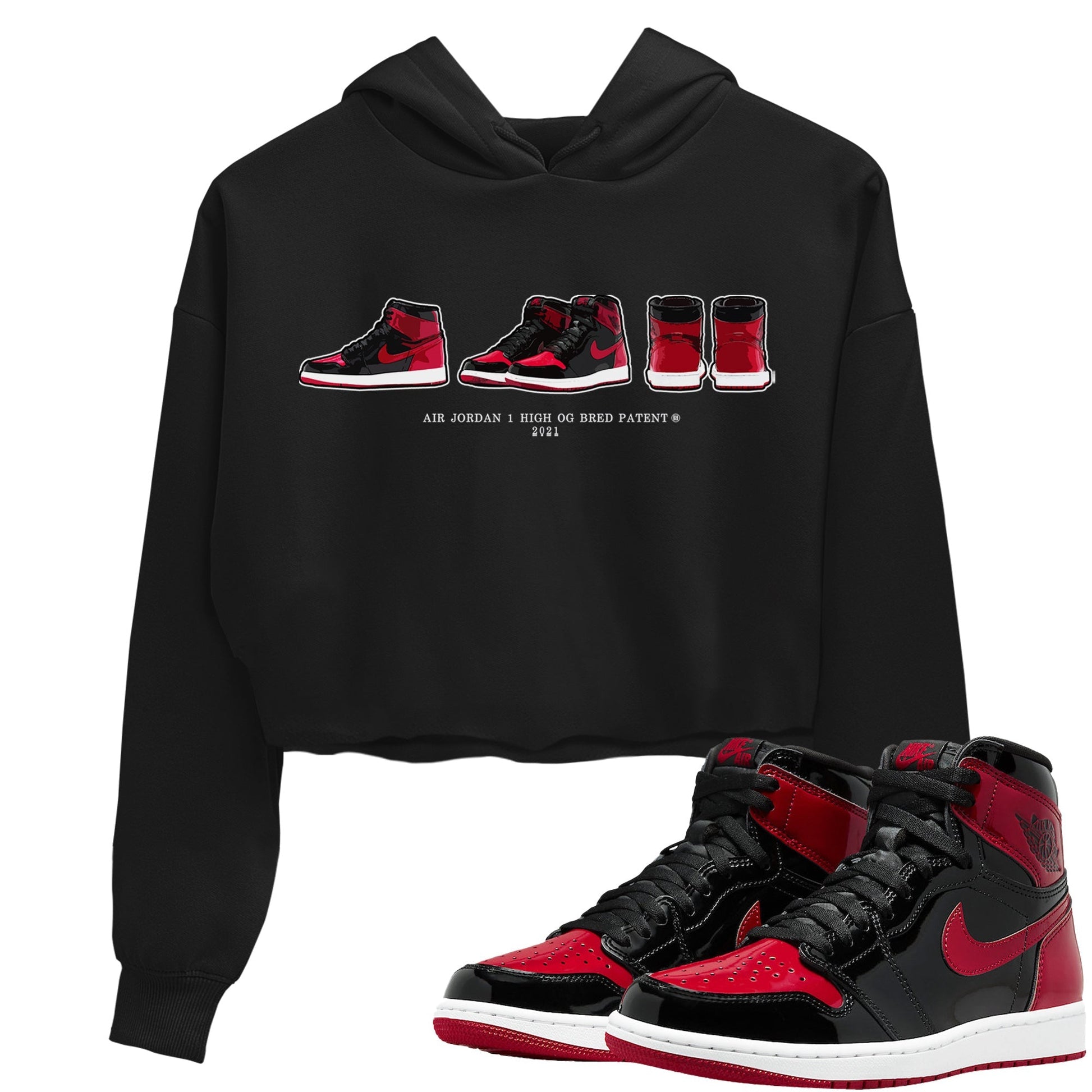 Jordan 1 Bred Patent Sneaker Match Tees Air Jordan 1 Prelude Sneaker Tees Jordan 1 Bred Patent Sneaker Release Tees Women's Shirts