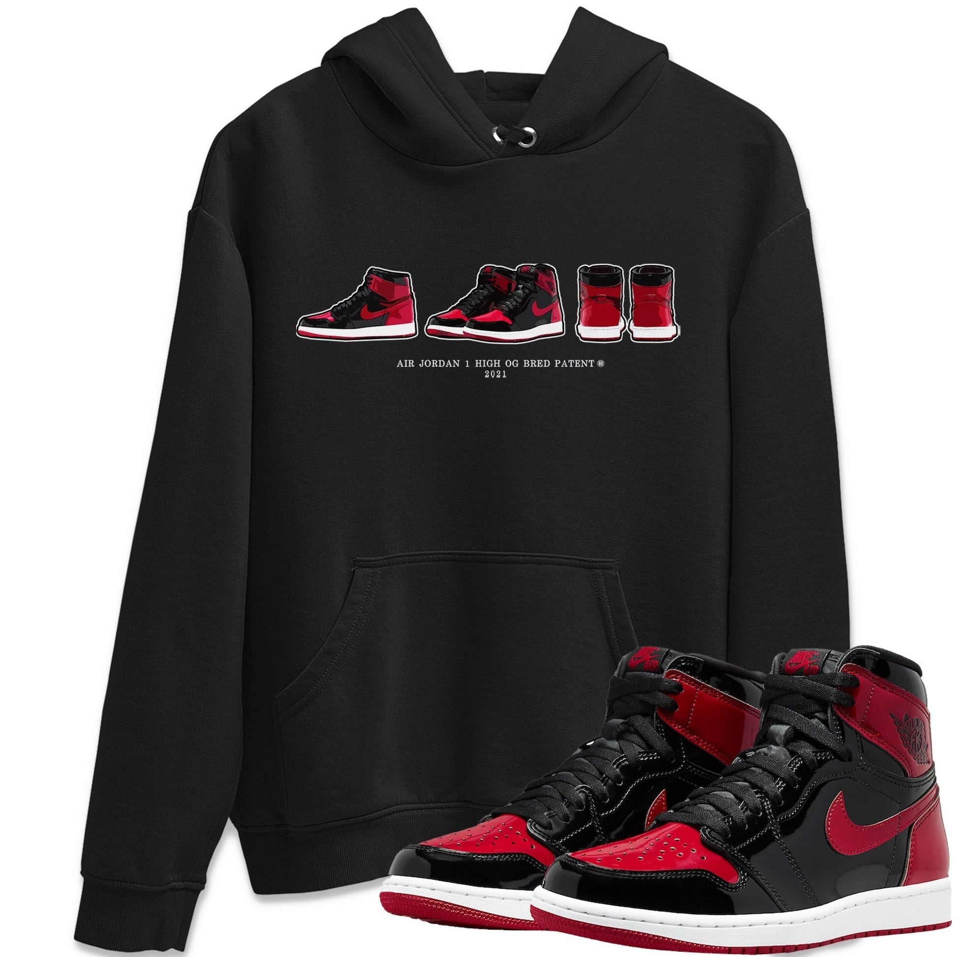 Jordan 1 Bred Patent Sneaker Match Tees Air Jordan 1 Prelude Sneaker Tees Jordan 1 Bred Patent Sneaker Release Tees Unisex Shirts