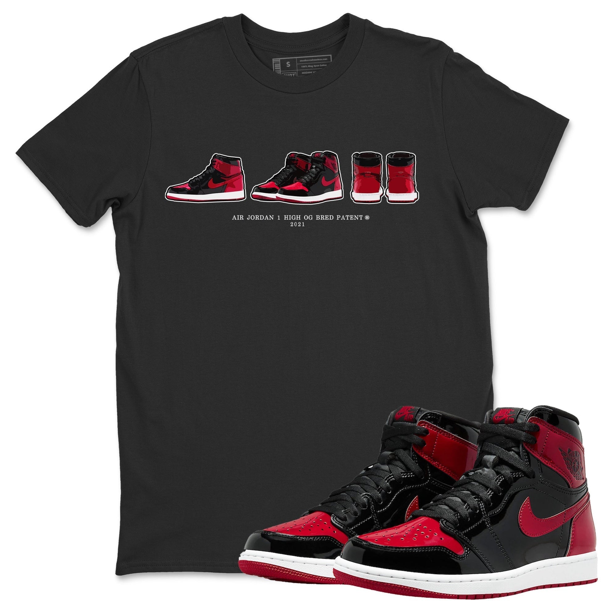 Jordan 1 Bred Patent Sneaker Match Tees Air Jordan 1 Prelude Sneaker Tees Jordan 1 Bred Patent Sneaker Release Tees Unisex Shirts
