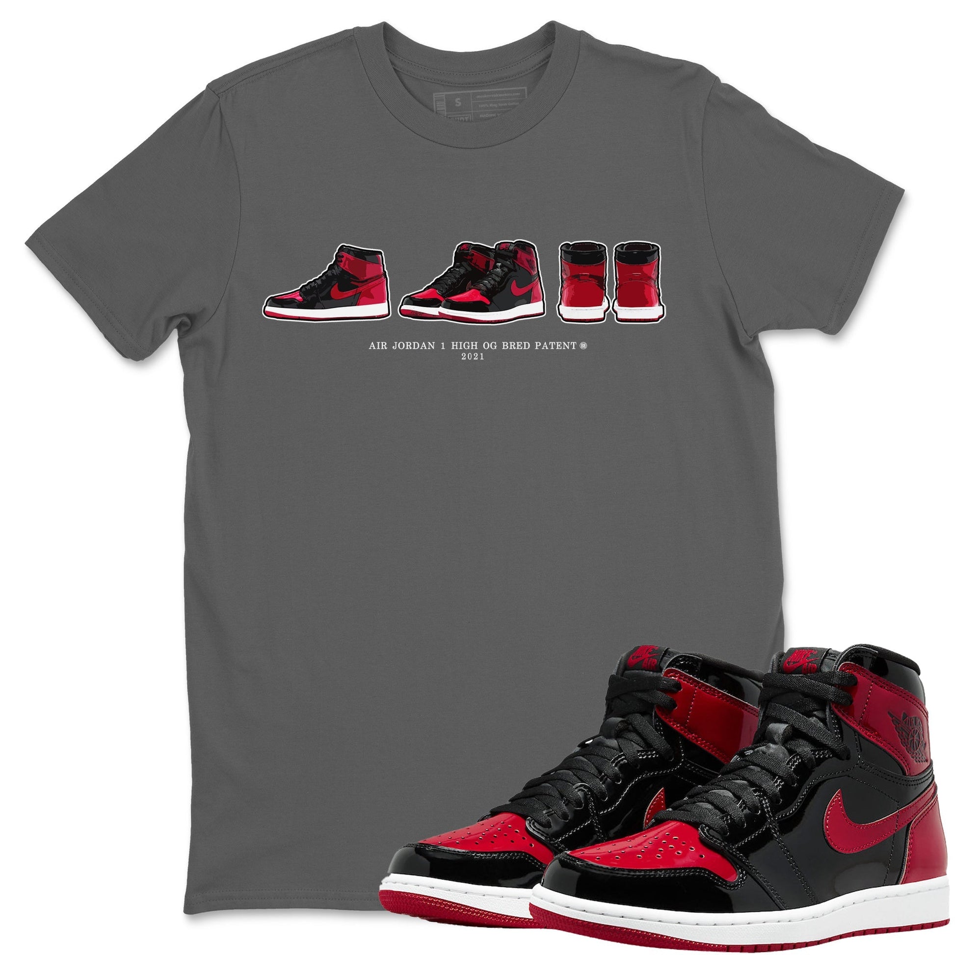 Jordan 1 Bred Patent Sneaker Match Tees Air Jordan 1 Prelude Sneaker Tees Jordan 1 Bred Patent Sneaker Release Tees Unisex Shirts