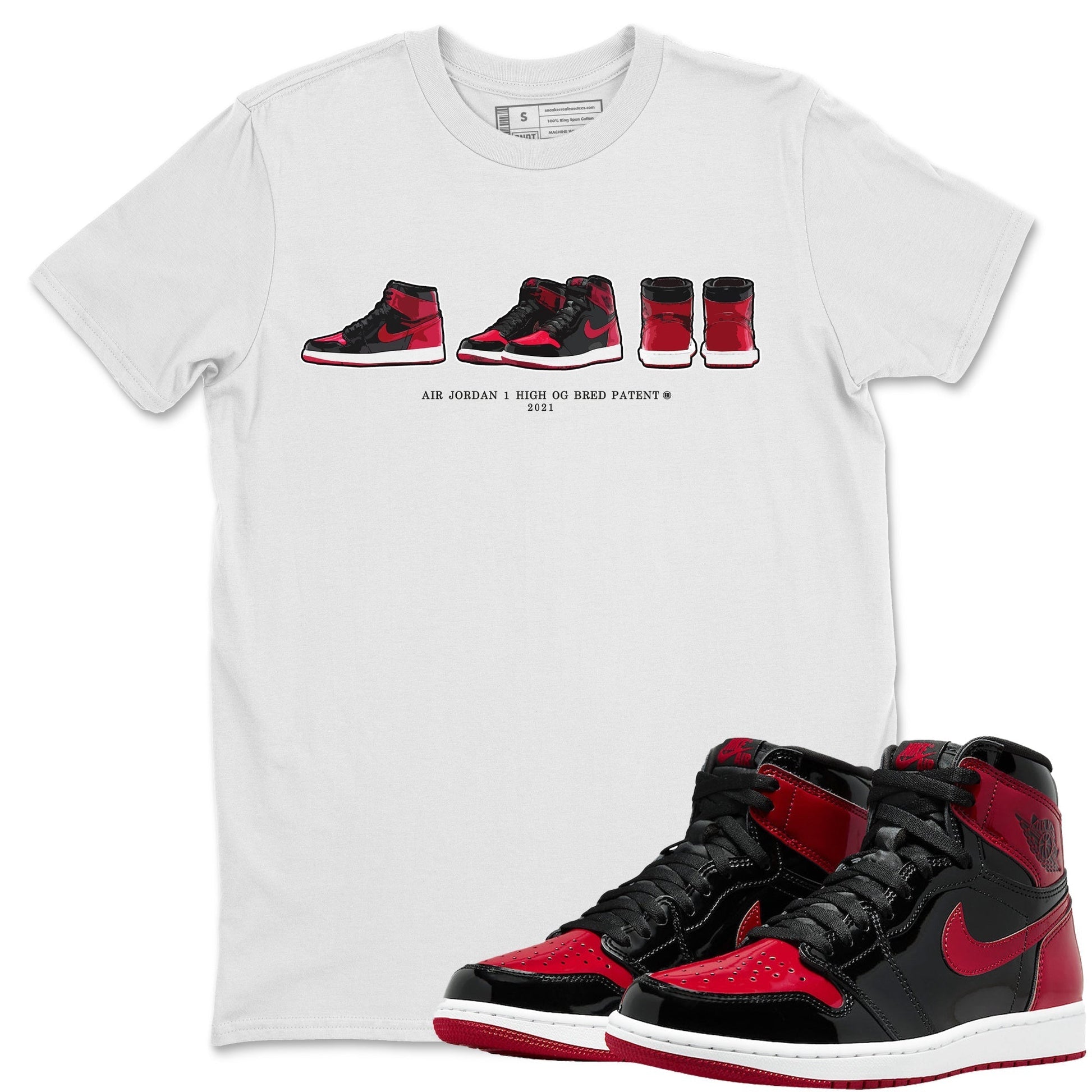 Jordan 1 Bred Patent Sneaker Match Tees Air Jordan 1 Prelude Sneaker Tees Jordan 1 Bred Patent Sneaker Release Tees Unisex Shirts