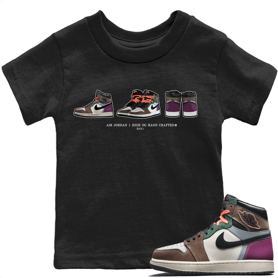 Jordan 1 Hand Crafted Sneaker Match Tees Air Jordan 1 Prelude Sneaker Tees Jordan 1 Hand Crafted Sneaker Release Tees Kids Shirts