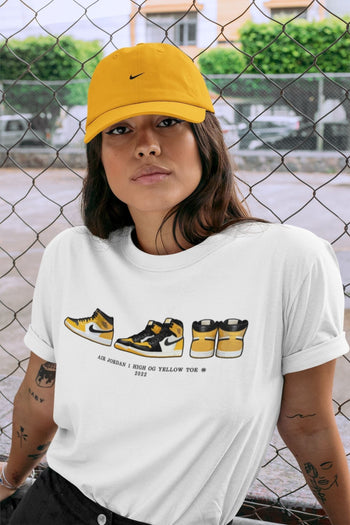 Jordan 1 Yellow Toe Sneaker Match Tees Air Jordan 1 Prelude Sneaker Tees Jordan 1 Yellow Toe Sneaker Release Tees Unisex Shirts