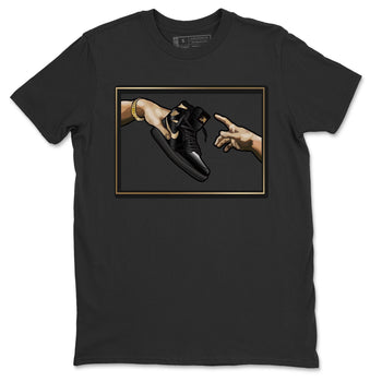 Jordan 1 Black Metallic Gold Sneaker Match Tees Adam's Creation Sneaker Tees Jordan 1 Black Metallic Gold Sneaker Release Tees Unisex Shirts