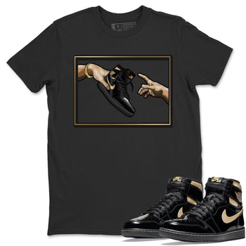 Jordan 1 Black Metallic Gold Sneaker Match Tees Adam's Creation Sneaker Tees Jordan 1 Black Metallic Gold Sneaker Release Tees Unisex Shirts