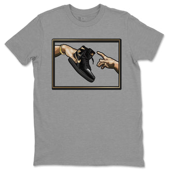 Jordan 1 Black Metallic Gold Sneaker Match Tees Adam's Creation Sneaker Tees Jordan 1 Black Metallic Gold Sneaker Release Tees Unisex Shirts