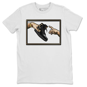 Jordan 1 Black Metallic Gold Sneaker Match Tees Adam's Creation Sneaker Tees Jordan 1 Black Metallic Gold Sneaker Release Tees Unisex Shirts