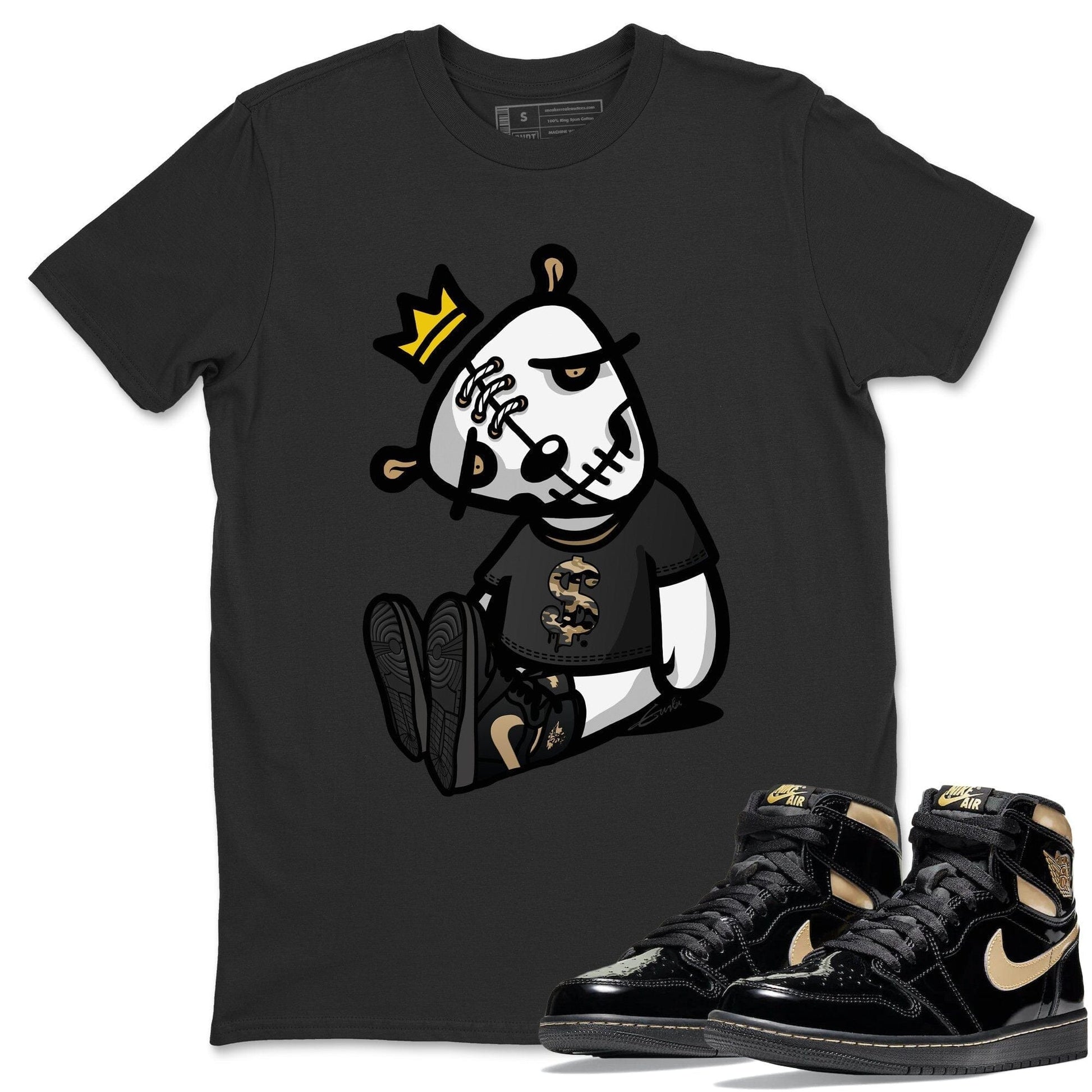 Jordan 1 Black Metallic Gold Sneaker Match Tees Dead Dolls Sneaker Tees Jordan 1 Black Metallic Gold Sneaker Release Tees Unisex Shirts