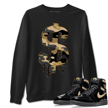Jordan 1 Black Metallic Gold Sneaker Match Tees Dollar Camo Sneaker Tees Jordan 1 Black Metallic Gold Sneaker Release Tees Unisex Shirts