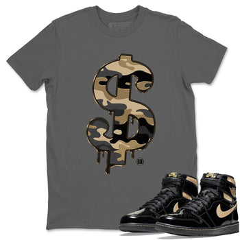 Jordan 1 Black Metallic Gold Sneaker Match Tees Dollar Camo Sneaker Tees Jordan 1 Black Metallic Gold Sneaker Release Tees Unisex Shirts
