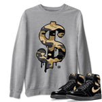 Jordan 1 Black Metallic Gold Sneaker Match Tees Dollar Camo Sneaker Tees Jordan 1 Black Metallic Gold Sneaker Release Tees Unisex Shirts