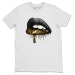 Jordan 1 Black Metallic Gold Sneaker Match Tees Dripping Lips Sneaker Tees Jordan 1 Black Metallic Gold Sneaker Release Tees Unisex Shirts