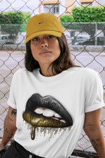 Jordan 1 Black Metallic Gold Sneaker Match Tees Dripping Lips Sneaker Tees Jordan 1 Black Metallic Gold Sneaker Release Tees Unisex Shirts