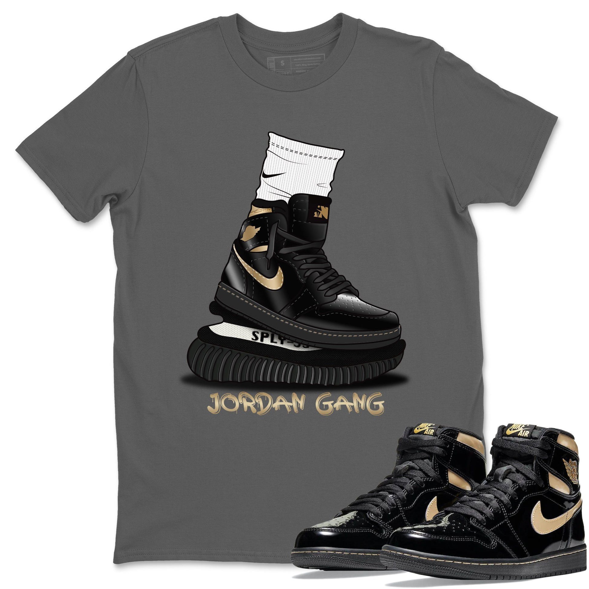 Jordan 1 Black Metallic Gold Sneaker Match Tees Jordan Gang Sneaker Tees Jordan 1 Black Metallic Gold Sneaker Release Tees Unisex Shirts