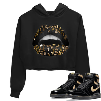Jordan 1 Black Metallic Gold Sneaker Match Tees Lips Jewel Sneaker Tees Jordan 1 Black Metallic Gold Sneaker Release Tees Women's Shirts