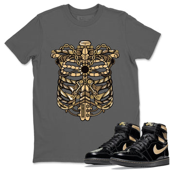 Jordan 1 Black Metallic Gold Sneaker Match Tees Metallic Ribcage Sneaker Tees Jordan 1 Black Metallic Gold Sneaker Release Tees Unisex Shirts
