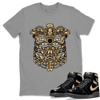 Jordan 1 Black Metallic Gold Sneaker Match Tees Metallic Ribcage Sneaker Tees Jordan 1 Black Metallic Gold Sneaker Release Tees Unisex Shirts