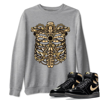 Jordan 1 Black Metallic Gold Sneaker Match Tees Metallic Ribcage Sneaker Tees Jordan 1 Black Metallic Gold Sneaker Release Tees Unisex Shirts