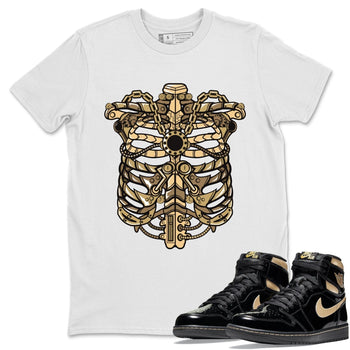 Jordan 1 Black Metallic Gold Sneaker Match Tees Metallic Ribcage Sneaker Tees Jordan 1 Black Metallic Gold Sneaker Release Tees Unisex Shirts