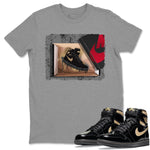 Jordan 1 Black Metallic Gold Sneaker Match Tees New Kicks Sneaker Tees Jordan 1 Black Metallic Gold Sneaker Release Tees Unisex Shirts