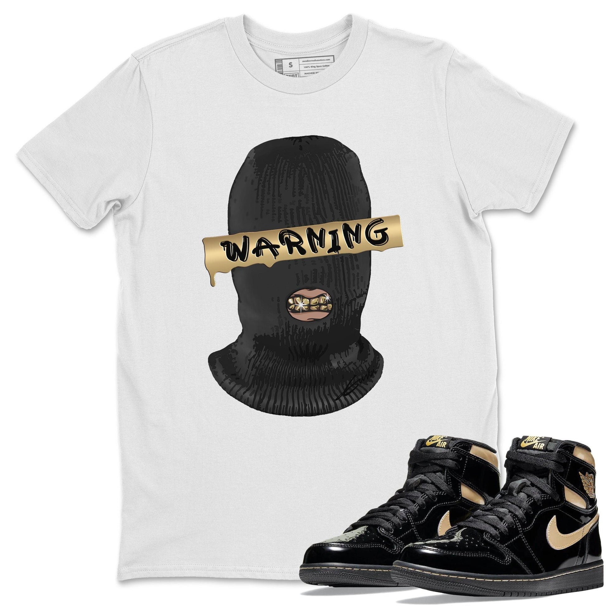 Jordan 1 Black Metallic Gold Sneaker Match Tees Warning Sneaker Tees Jordan 1 Black Metallic Gold Sneaker Release Tees Unisex Shirts