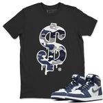 Jordan 1 Midnight Navy Sneaker Match Tees Dollar Camo Sneaker Tees Jordan 1 Midnight Navy Sneaker Release Tees Unisex Shirts