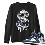 Jordan 1 Midnight Navy Sneaker Match Tees Dollar Camo Sneaker Tees Jordan 1 Midnight Navy Sneaker Release Tees Unisex Shirts