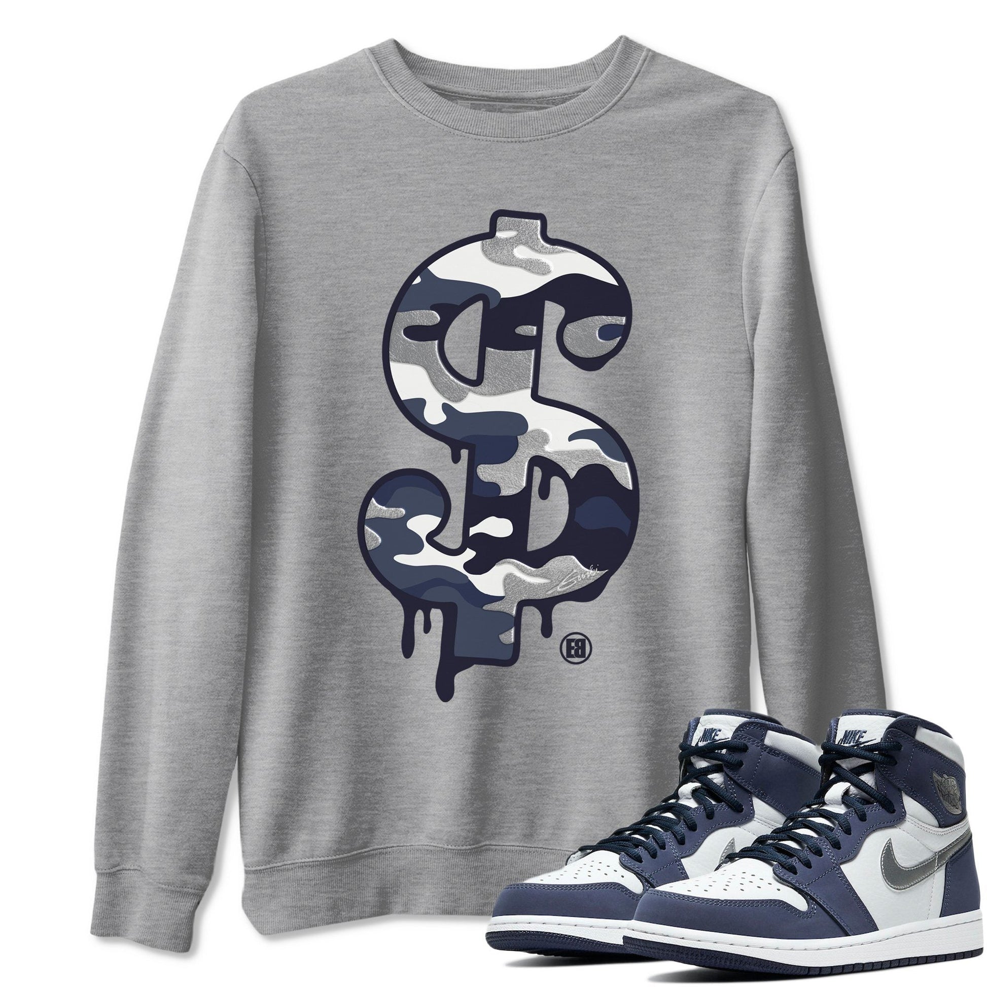 Jordan 1 Midnight Navy Sneaker Match Tees Dollar Camo Sneaker Tees Jordan 1 Midnight Navy Sneaker Release Tees Unisex Shirts