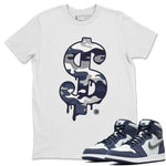 Jordan 1 Midnight Navy Sneaker Match Tees Dollar Camo Sneaker Tees Jordan 1 Midnight Navy Sneaker Release Tees Unisex Shirts