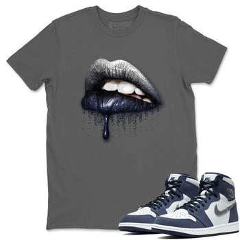 Jordan 1 Midnight Navy Sneaker Match Tees Dripping Lips Sneaker Tees Jordan 1 Midnight Navy Sneaker Release Tees Unisex Shirts