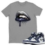 Jordan 1 Midnight Navy Sneaker Match Tees Dripping Lips Sneaker Tees Jordan 1 Midnight Navy Sneaker Release Tees Unisex Shirts