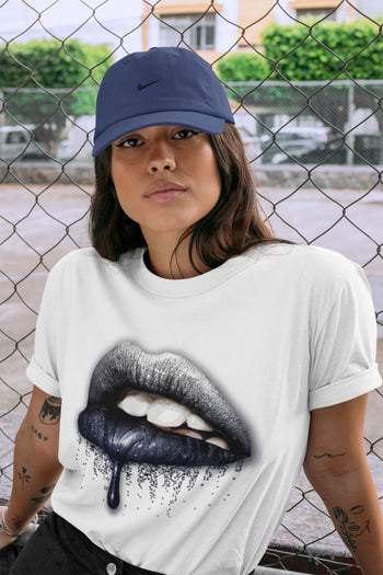 Jordan 1 Midnight Navy Sneaker Match Tees Dripping Lips Sneaker Tees Jordan 1 Midnight Navy Sneaker Release Tees Unisex Shirts