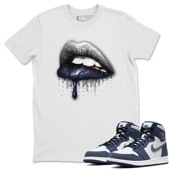 Jordan 1 Midnight Navy Sneaker Match Tees Dripping Lips Sneaker Tees Jordan 1 Midnight Navy Sneaker Release Tees Unisex Shirts