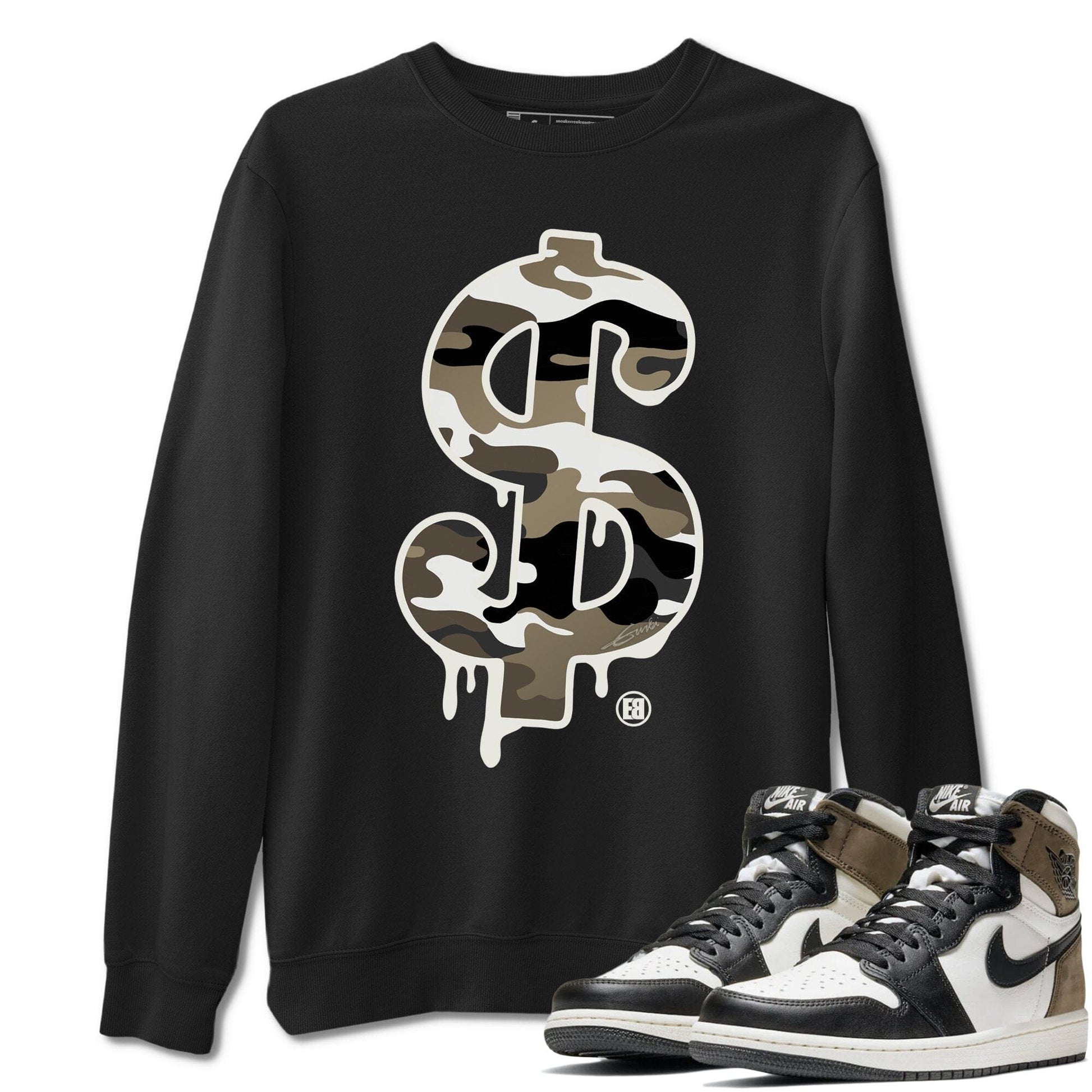 Jordan 1 Dark Mocha Sneaker Match Tees Dollar Camo Sneaker Tees Jordan 1 Dark Mocha Sneaker Release Tees Unisex Shirts