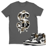 Jordan 1 Dark Mocha Sneaker Match Tees Dollar Camo Sneaker Tees Jordan 1 Dark Mocha Sneaker Release Tees Unisex Shirts